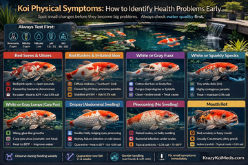 Koi Physical Symptoms: Spot and Treat Ulcers, Rashes, and More - Identification guide for koi health issues.