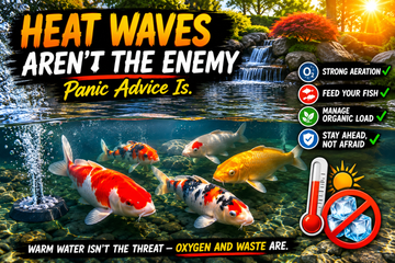 koi pond heat wave management: tips on maintaining koi health during summer heat waves with strong aeration.