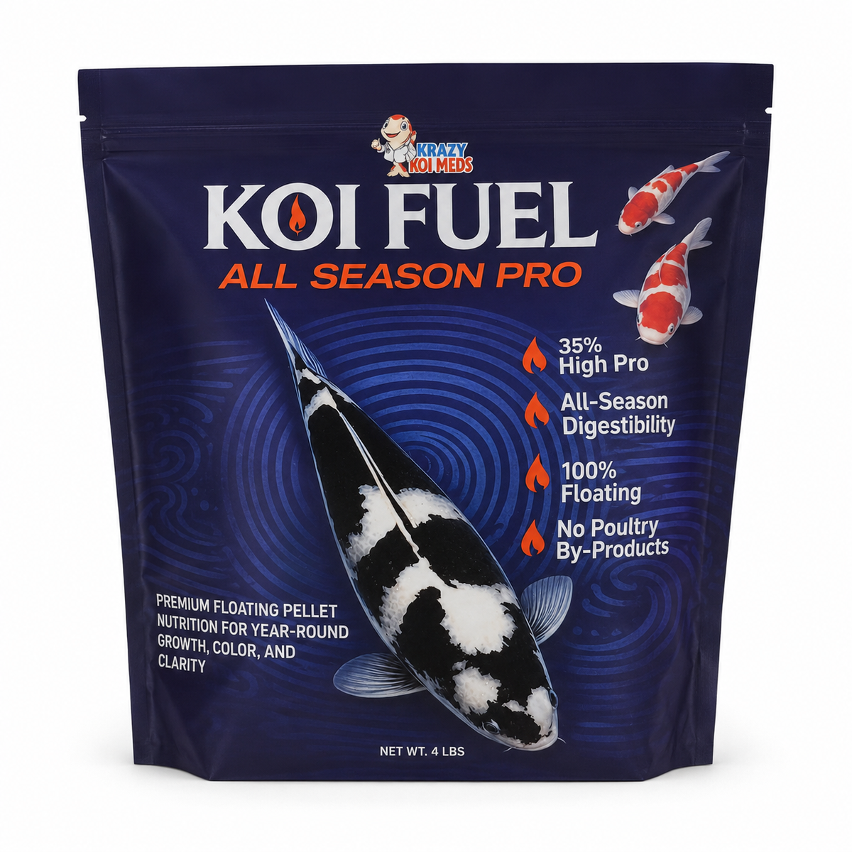 Koi Fuel All Season Pro – 4 lb Premium Koi Food 5mm (KF)