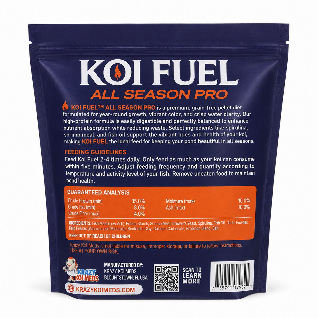 Koi Fuel All Season Pro – 4 lb Premium Koi Food 5mm