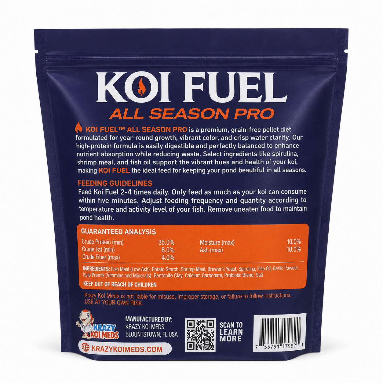 Koi Fuel All Season Pro – 4 lb Premium Koi Food 5mm (KF)