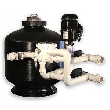 GCTek AlphaONE LH pond filter system with pump and piping for efficient pond filtration.